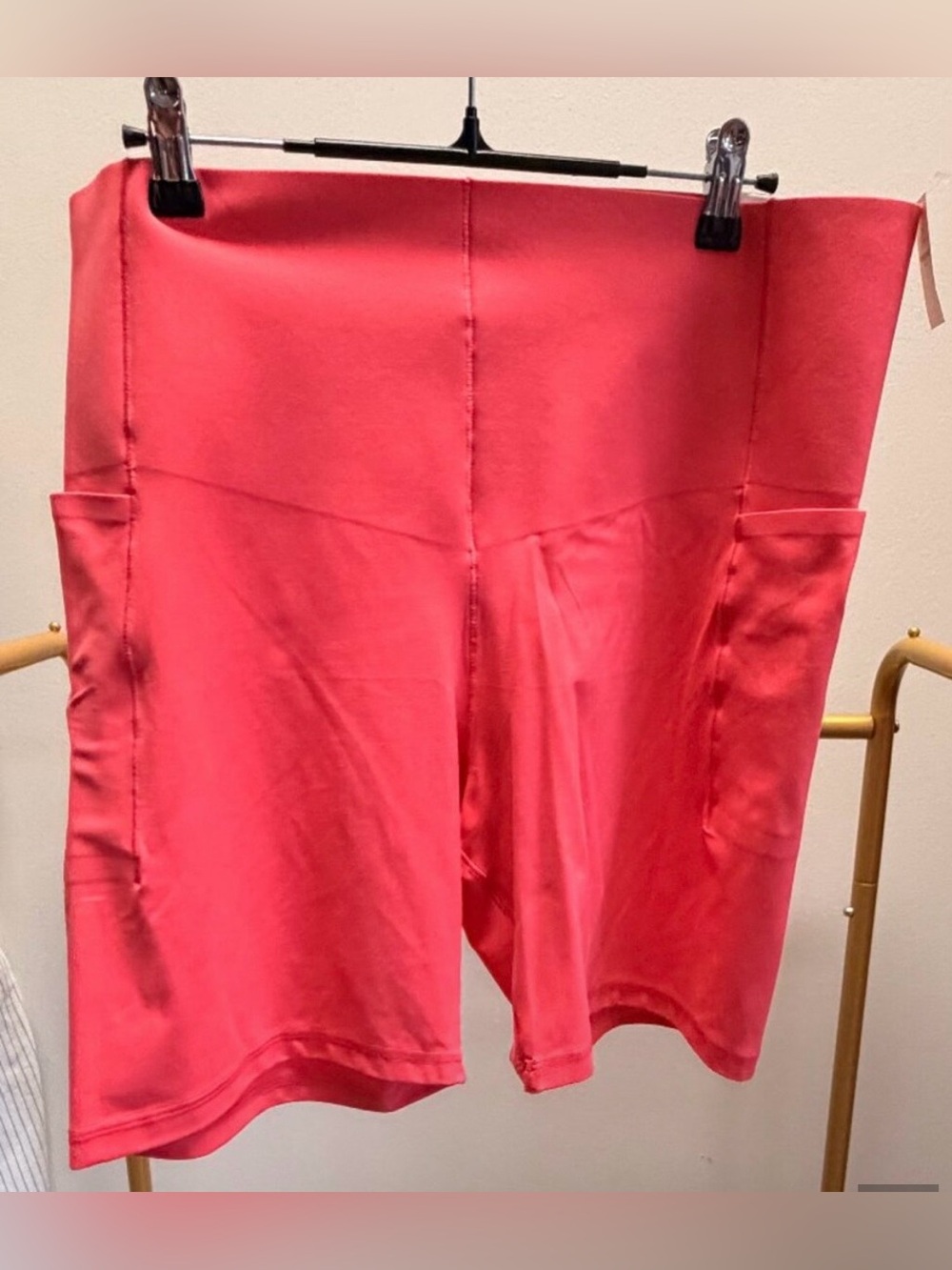 Aerie High-Waist Coral Bike Shorts with Side Pockets